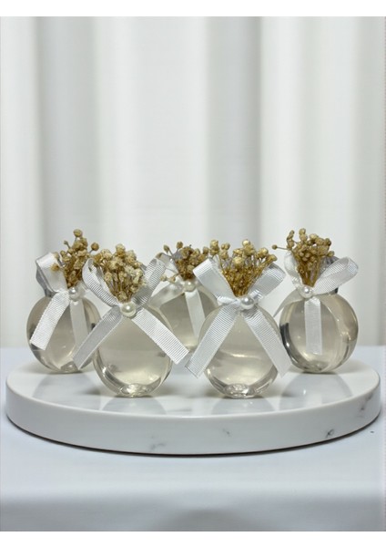 Kolonyalı Süslü Oval Plastik Şişe 50CC- 25 Adet Beyaz Orkide Kolonyası Düğün Nikah Vb. Hediyelik