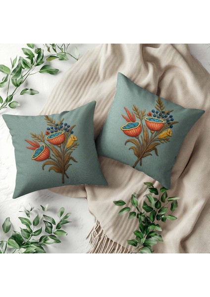 Nakış Desenli, Dijital Baskılı, Çift Taraflı Kırlent Kılıfı. 2'li Set Kırlent Kılıfı fiyatları