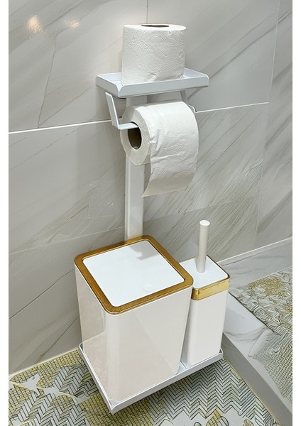 3'ü 1 Arada Banyo Seti Tuvalet Kağıtlık, Çöp Kovası ve Tuvalet Fırça Takımı fiyatları