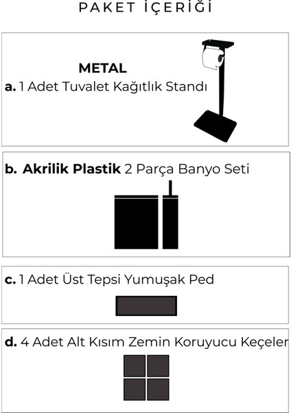 3'ü 1 Arada Banyo Seti Tuvalet Kağıtlık, Çöp Kovası ve Tuvalet Fırça Takımı