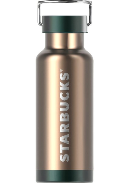 Paslanmaz Çelik Koyu Altın Rengi Şişe Kapaklı Termos 473ML