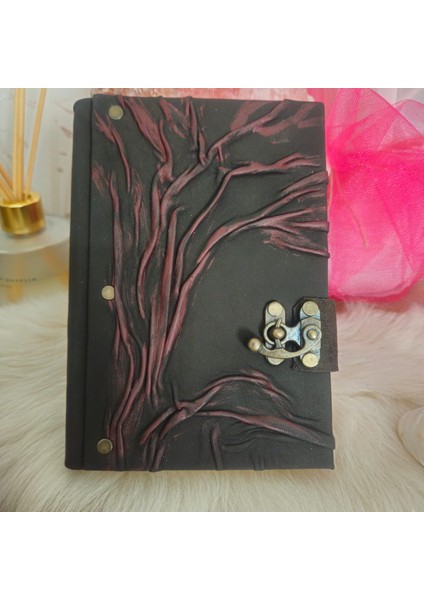 Hakiki Deri Italyan Deri Doğaçlama Ağaç Özel Desen El Yapımı Defter