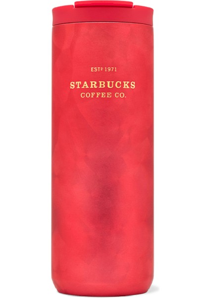 Paslanmaz Çelik Termos Fırçalanmış Saten Kırmızı 473 ml