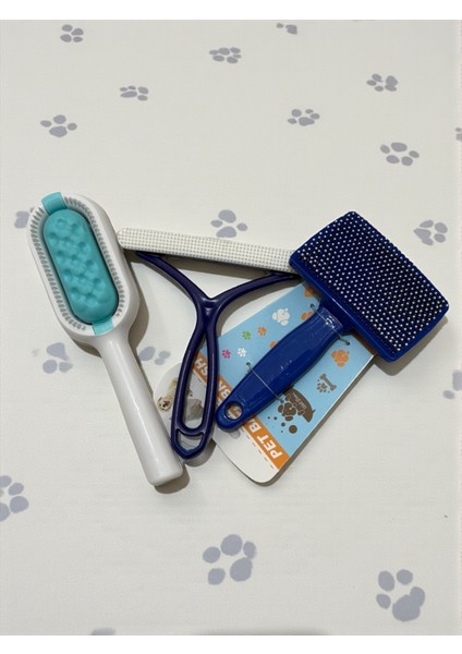Evcil Hayvan Tüy Toplayıcı ve Tarak 3'lü Bakım Temizlik Seti (Seçtiğiniz Renklerde)