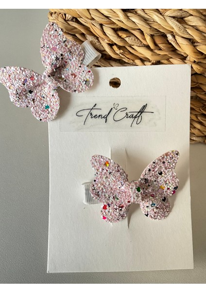 Glitter Pırıltılı Pullu Pembe Kelebekli 2’li Klips Toka fiyatları
