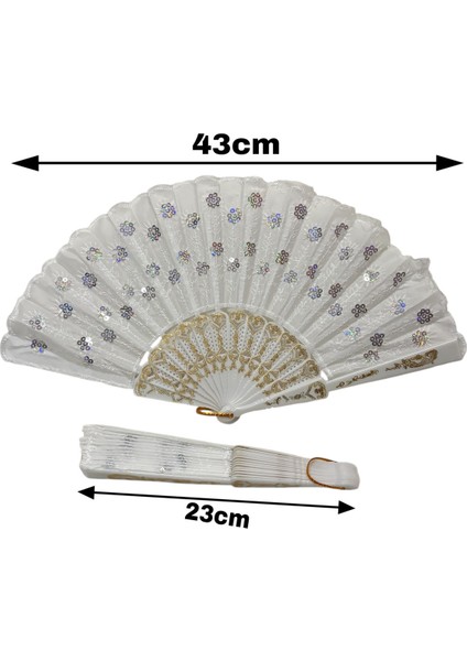 Yelpaze - Beyaz Gelin Pullu Yelpaze 12-Adet fırsatları