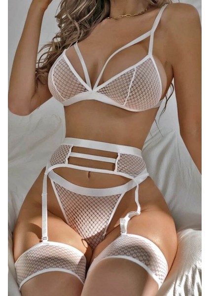 Beyaz Fantezi File Jartiyer Takım modelleri