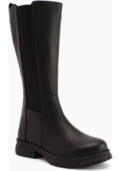 Britta Hakiki Deri Siyah Lastikli Kadın Çizme fiyatları