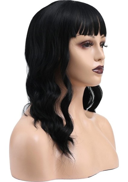 Dalgalı Kısa Perçemli Fiber Sentetik Peruk / Siyah modelleri