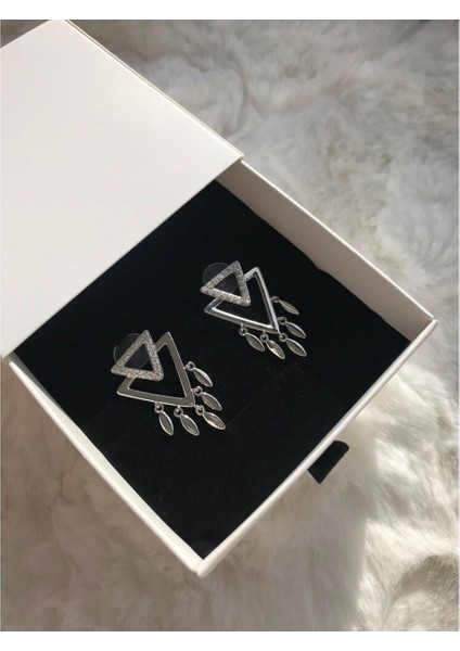 Zirkon Taşlı Saçak Tasarım Küpe