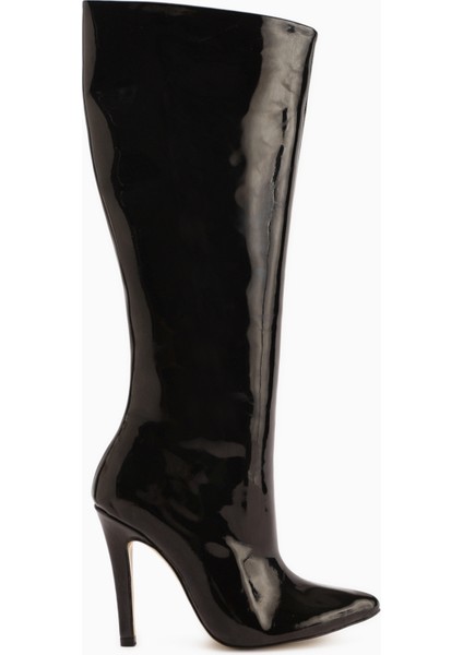 Sonita Siyah Rugan Ince Topuklu Kadın Çizme
