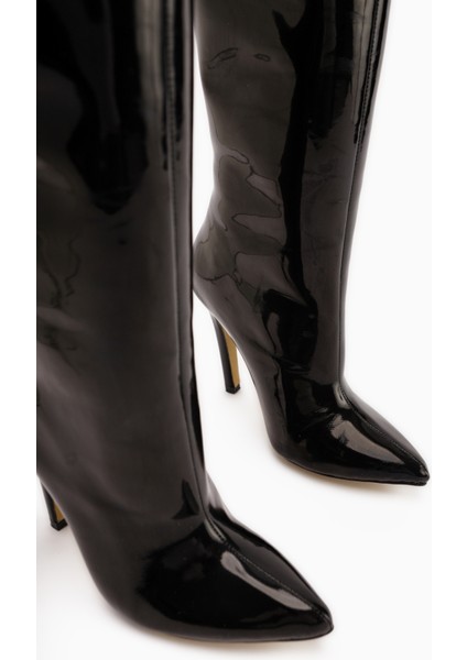 Sonita Siyah Rugan Ince Topuklu Kadın Çizme fırsatları