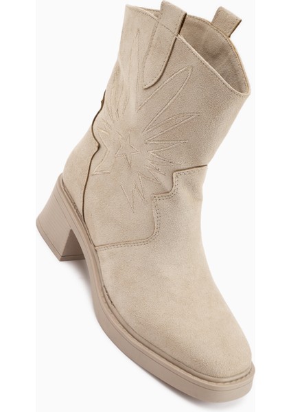Anica Bej Süet Nakışlı Kadın Bot fiyatları