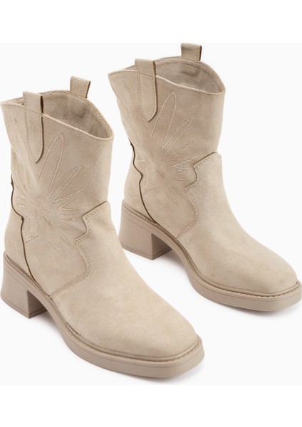 Anica Bej Süet Nakışlı Kadın Bot indirimleri