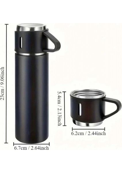 Termos Seti 3'lü Bardak Seti Isı Dayanıklı Siyah Paslanmaz Çelik Vakumlu fırsatları
