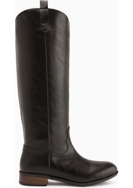 Jessie Siyah Fermuarsız Kadın Çizme