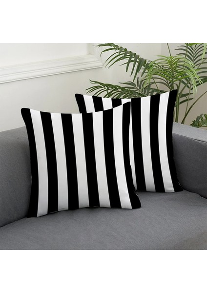 2 Li Kombin Siyah Çizgili Modern Kırlent Kılıfı fiyatları