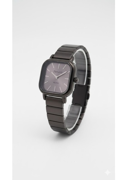 Kadın Kol Saati Antrasit Renk, Antrasit Kadran - Şık Metal Kordon, 2 Yıl Garantili