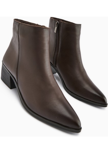 Mita Hakiki Deri Kahve Topuklu Kadın Bot fırsatları