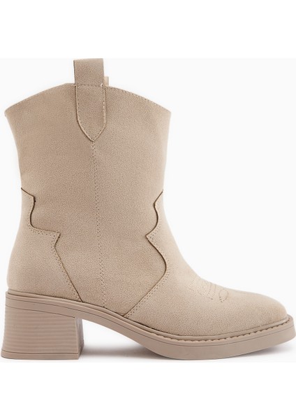 Mindra Bej Süet Nakışlı Kadın Bot fiyatları