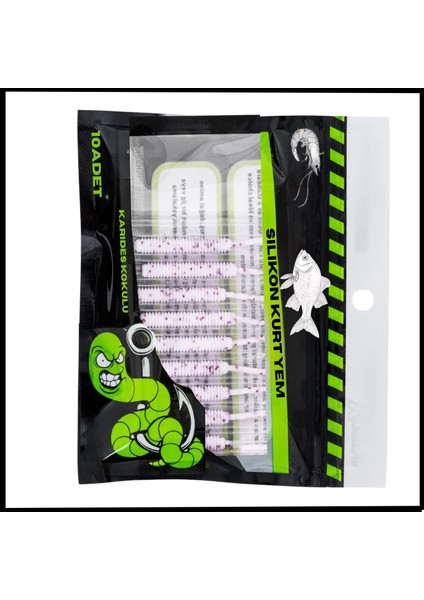 Uyguna-Yakala 1g 52MM -10 Adet silikon Kurt Yem - Karides Kokulu- Beyaz -1073-WHT