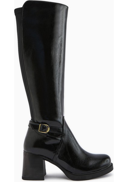 Gerti Siyah Topuklu Kadın Çizme