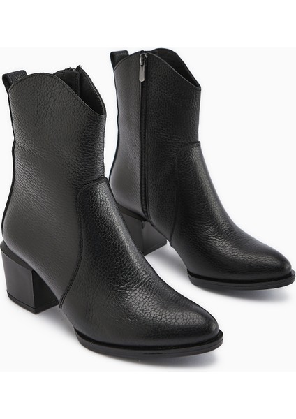 Ubax Hakiki Deri Siyah Topuklu Kadın Bot fırsatları