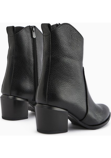 Ubax Hakiki Deri Siyah Topuklu Kadın Bot indirimleri