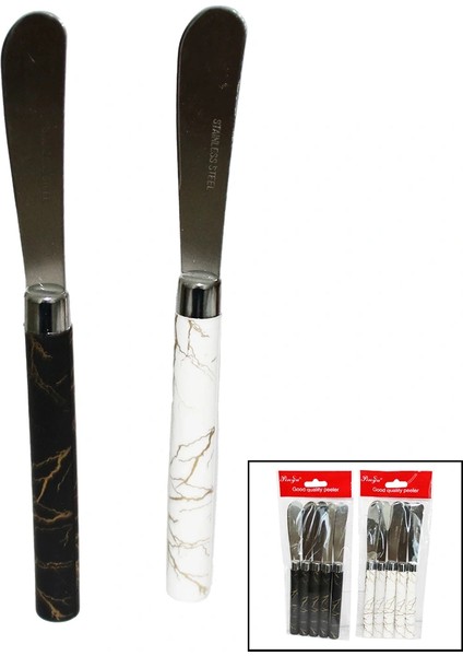 5 Parça Uzun Kahvaltı Bıçak - Mermer Desen Saplı 16.5 cm (5047)