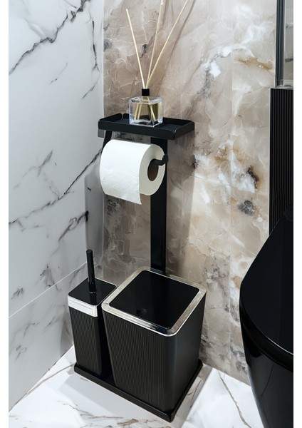 3'ü 1 Arada Banyo Seti Tuvalet Kağıtlık, Çöp Kovası ve Tuvalet Fırça Takımı