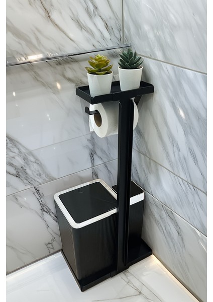 3'ü 1 Arada Banyo Seti Tuvalet Kağıtlık, Çöp Kovası ve Tuvalet Fırça Takımı modelleri