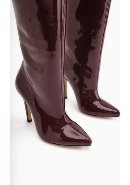 Sonita Bordo Rugan Ince Topuklu Kadın Çizme fırsatları