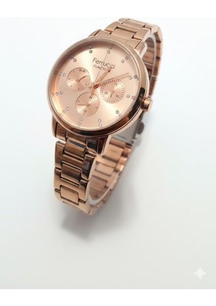 Kadın Kol Saati Bakır Renk, Bakır Kadran - Şık Metal Kordon, 2 Yıl Garantili