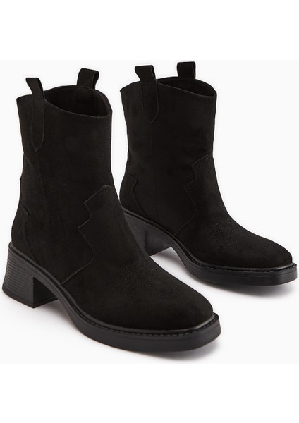 Mindra Siyah Süet Nakışlı Kadın Bot modelleri