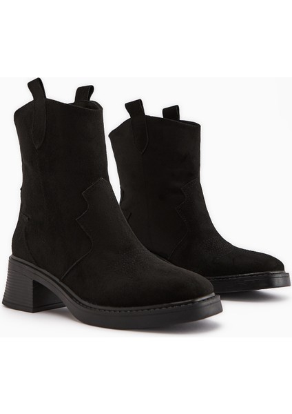 Mindra Siyah Süet Nakışlı Kadın Bot fırsatları