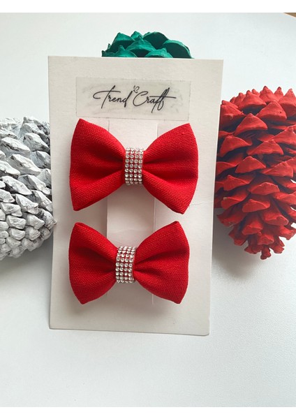 Kırmızı Fiyok Inci Işlemeli Özel Tasarım 2’li Klips Toka fiyatları