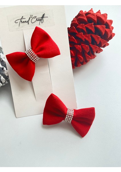 Kırmızı Fiyok Inci Işlemeli Özel Tasarım 2’li Klips Toka indirimleri