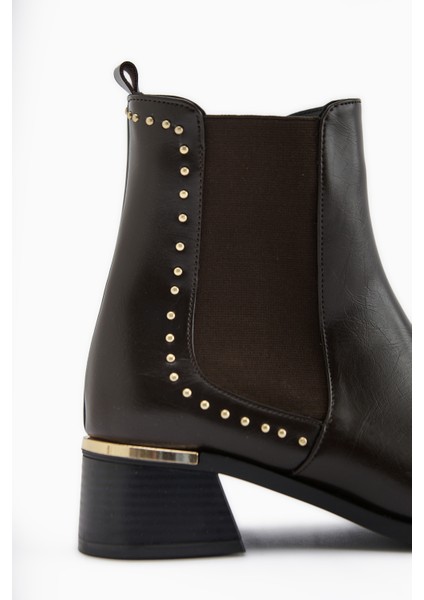 Jane Kahve Lastikli Topuklu Kadın Bot modelleri