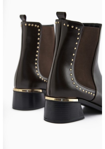 Jane Kahve Lastikli Topuklu Kadın Bot indirimleri