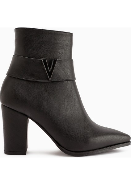 Elvia Siyah Tokalı Kalın Topuklu Kadın Bot