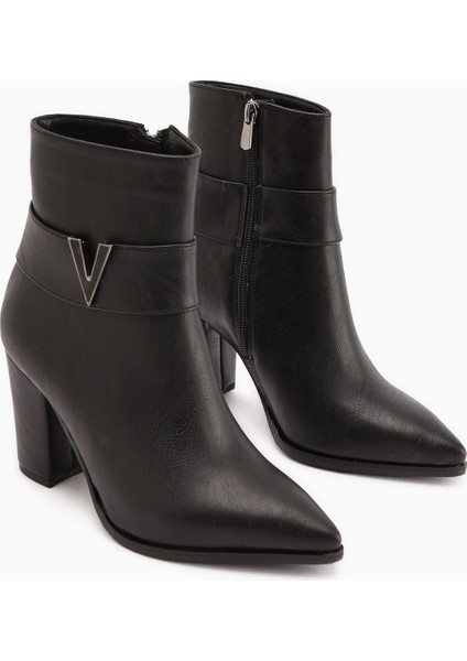 Elvia Siyah Tokalı Kalın Topuklu Kadın Bot modelleri