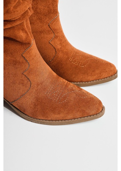 Lise-Britt Taba Süet Körüklü Nakışlı Western Bot modelleri