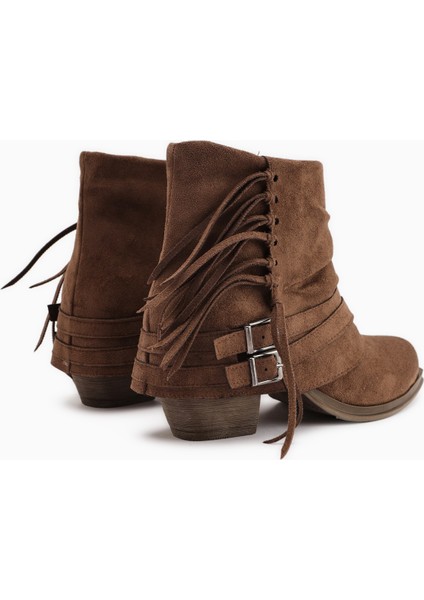 Elis Kahve Süet Tokalı Kadın Kovboy Western Bot indirimleri