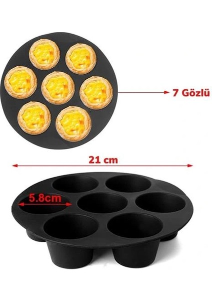 7 Gözlü Silikon Çok Amaçlı Airfryer Muffin Cupcake Kek ve Çörek Pişirme Kalıbı (5047) indirimleri