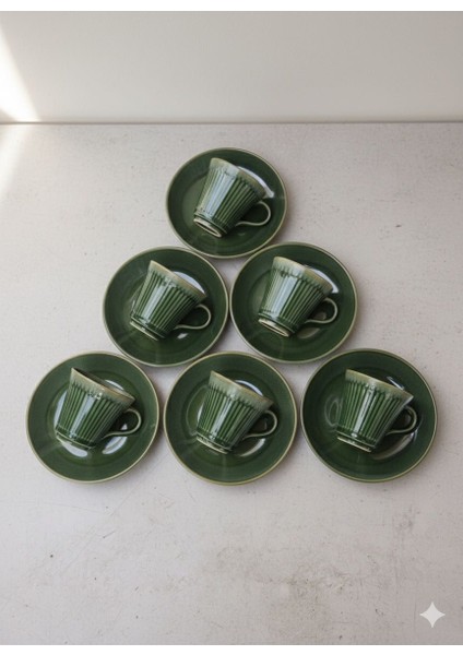 12 Parça 6 Kişilik Zümrüt Yeşili Seramik Kahve & Espresso Fincan Takımı fiyatları