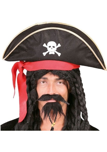 Karayip Korsanları Kaptan Jack Kadife Korsan Şapkası Yetişkin