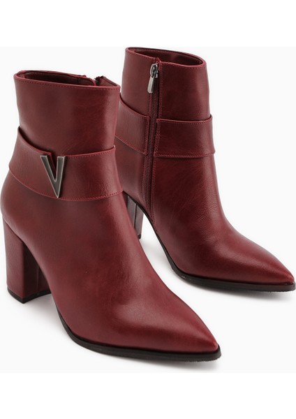 Elvia Bordo Tokalı Kalın Topuklu Kadın Bot modelleri