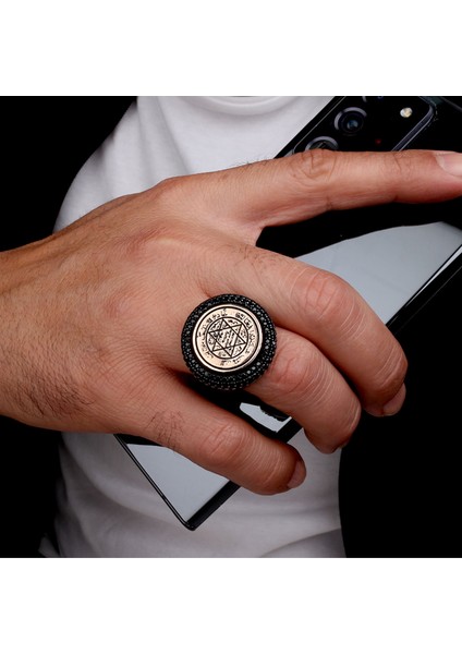 925 Ayar Gümüş Mikro Taşlı Hz Süleyman Mührü Model Yüzük modelleri