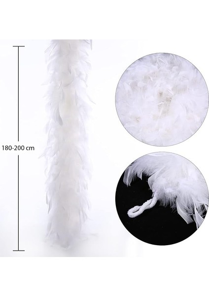 Beyaz Renk Kabarık Kalın Otriş Boa Tüy 6 cm Genişlik 180-200 cm Uzunluk fiyatları