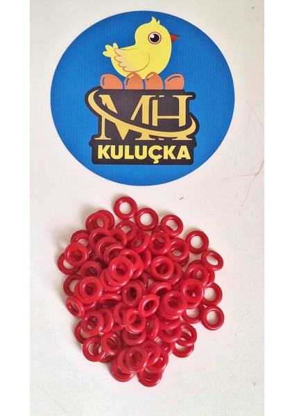Plastik Güvercin Boncuğu Halkası Kırmızı Renk 100 Adet